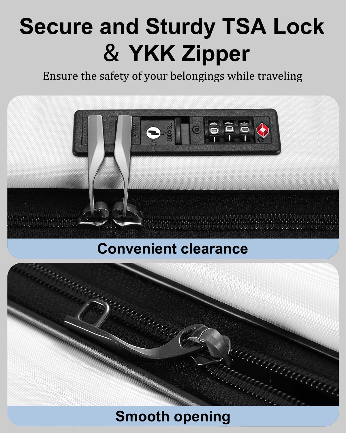 Robust hardshell carry-on for international travel, with front pocket, TSA lock & spinner wheels.