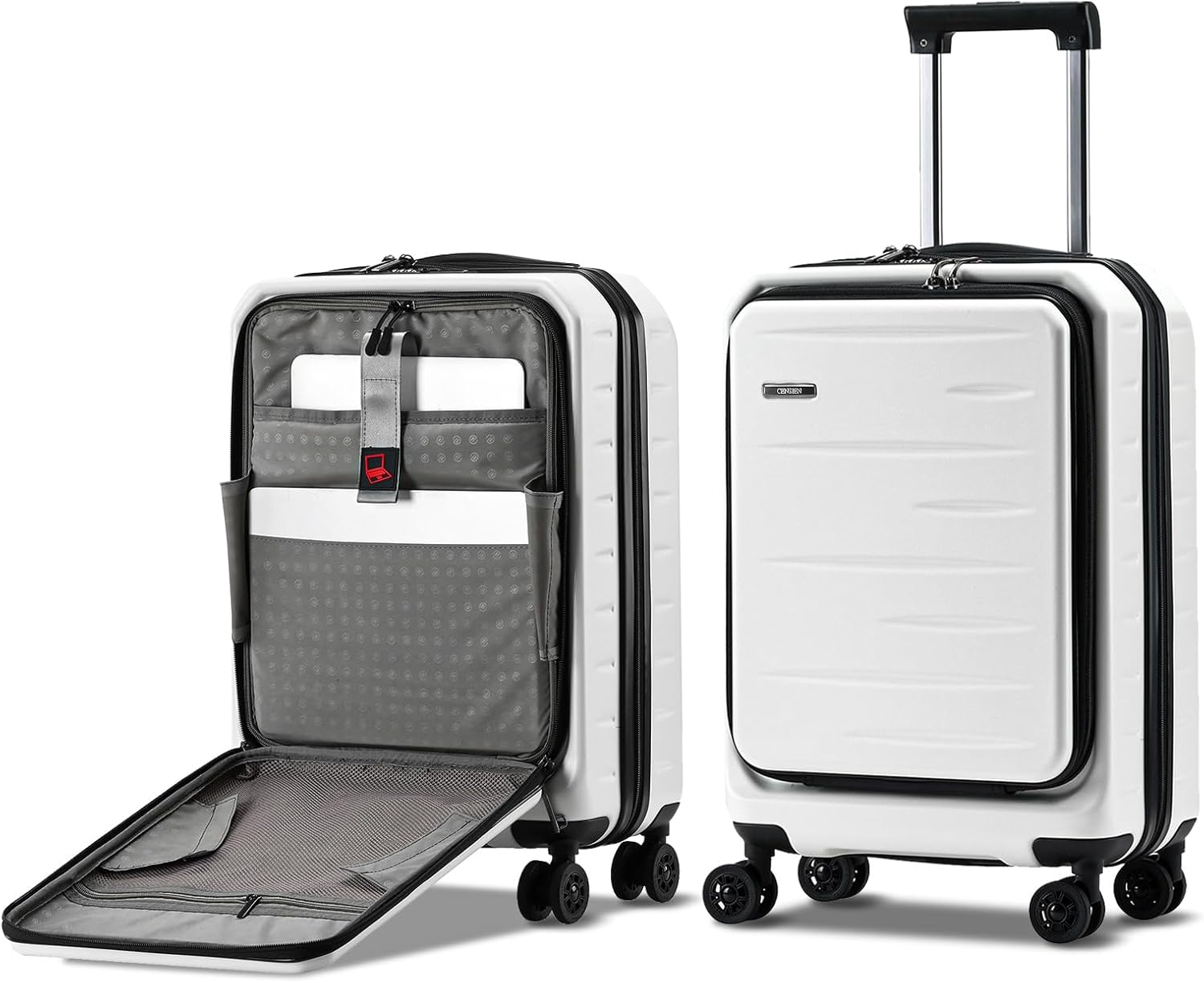 Expandable hardshell luggage, unisex design, with a practical front pocket & secure TSA lock.