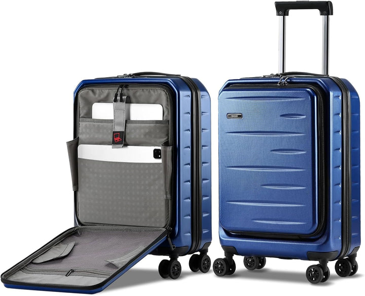 Unisex hardshell carry-on, expandable, with a smart front pocket & TSA combination lock.