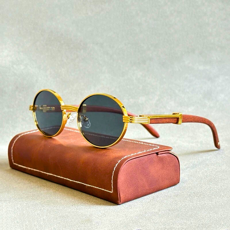 Unisex Hayden sunglasses with UV400 protection, steel frame, and natural wood temples for stylish eye protection.