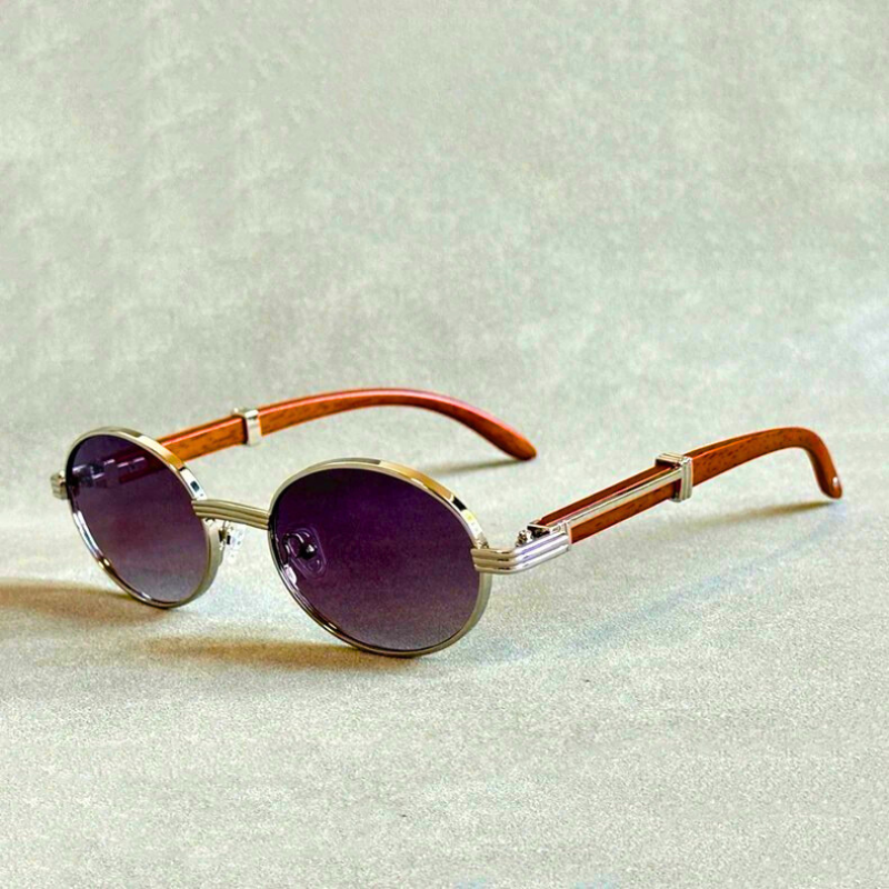 Comfortable Hayden unisex sunglasses offering full UV400 protection, with sleek steel frames and elegant wood temples.