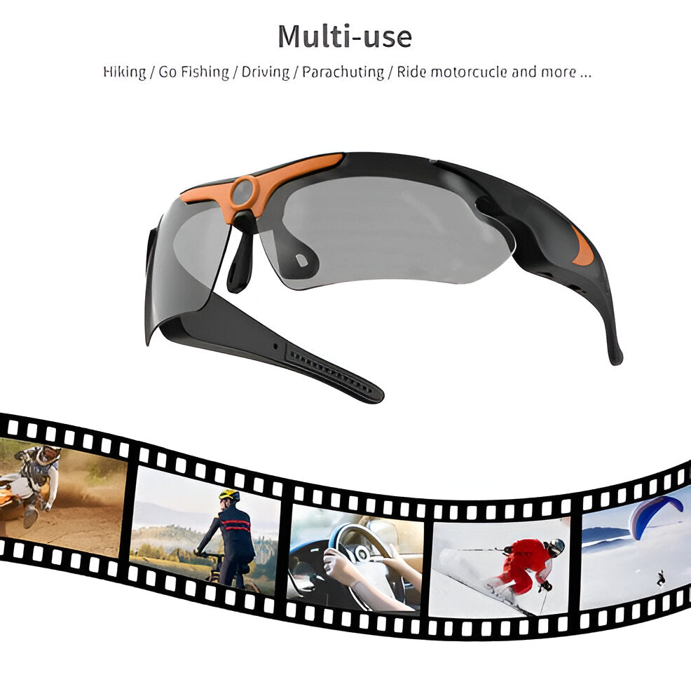 Stylish HD camera sunglasses, perfect hands-free video recorder for outdoor gear & memory capture.