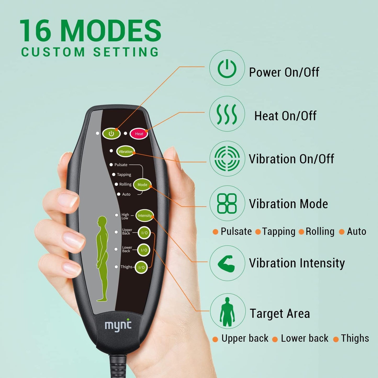 Portable heated car seat massager cushion. Enjoy relaxing vibration massage for back and thighs at home, office, or travel.
