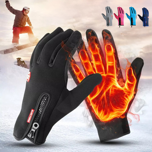 Unisex heated thermal winter gloves for skiing & cycling. Waterproof, windproof, & touchscreen compatible for cold weather.