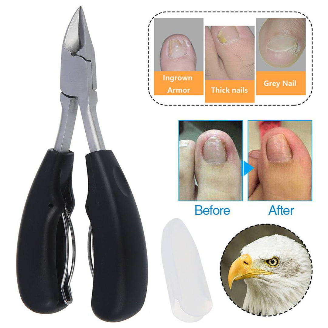 Stainless steel heavy-duty nail clippers for seniors, ideal for thick toenails and fingernails, professional grooming.