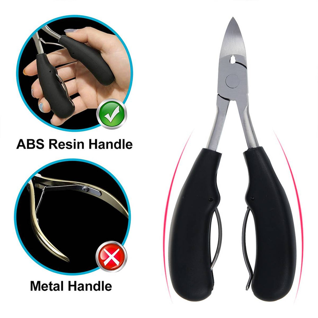 Unisex heavy-duty nail clippers with ergonomic handle, perfect for seniors managing thick toenails & fingernails.
