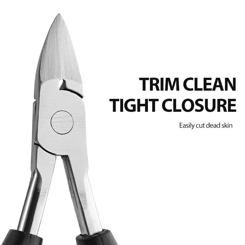 Sharp stainless steel blades of heavy-duty nail clippers for seniors, tackling thick toenails and fingernails easily.