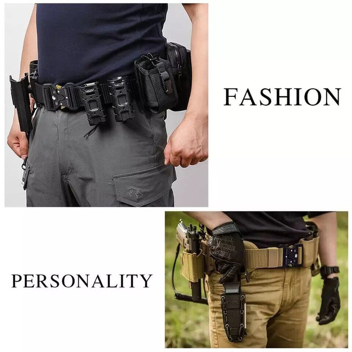 Unisex black nylon quick release belt, heavy duty and adjustable, ideal for outdoor and tactical wear