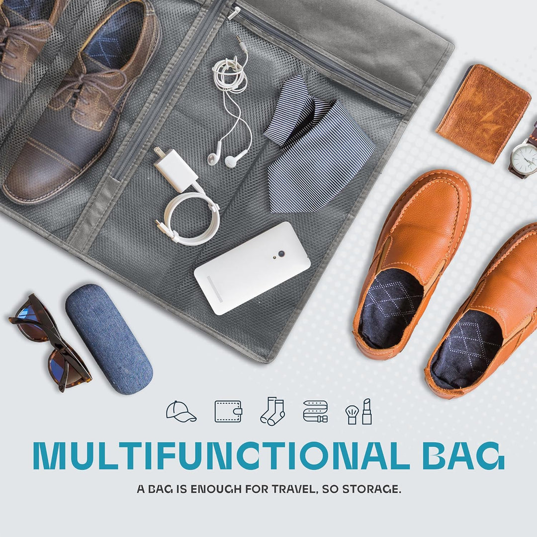 Durable garment bag for travel, clear view window, keeps suits & dresses protected and neat.