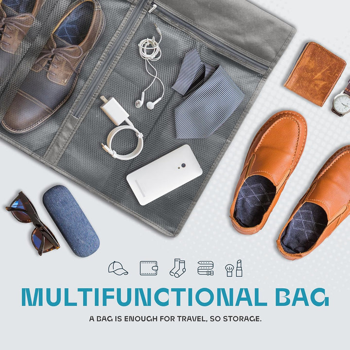 Durable garment bag for travel, clear view window, keeps suits & dresses protected and neat.