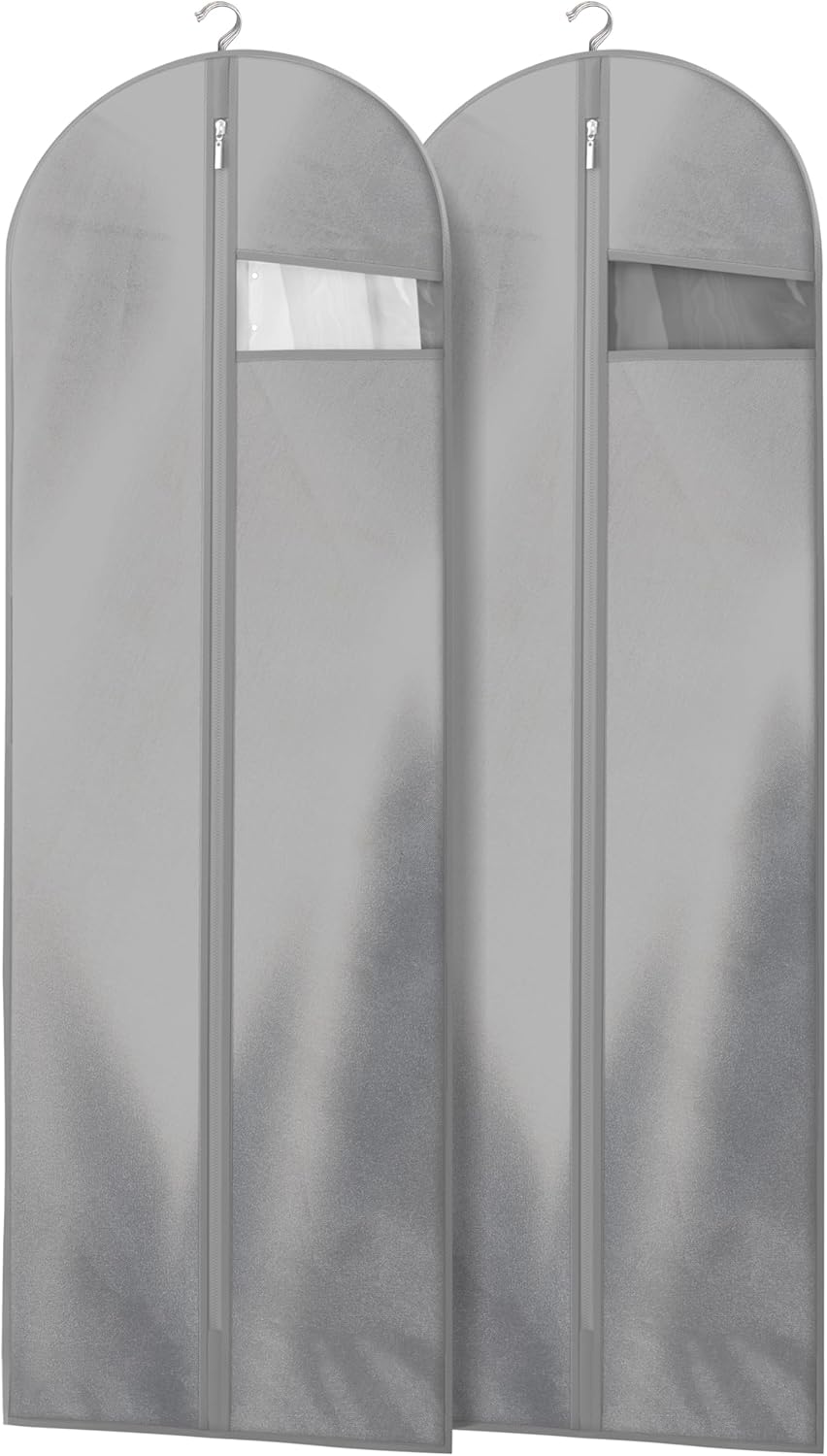 Garment bag set (2 bags), clear window, heavy-duty construction, ideal for organized travel.