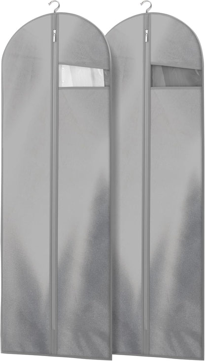 Garment bag set (2 bags), clear window, heavy-duty construction, ideal for organized travel.
