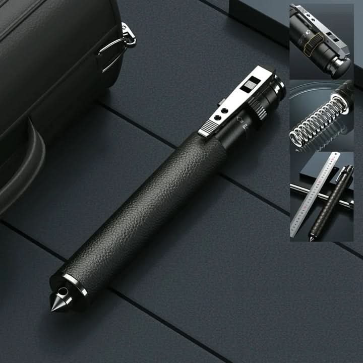 Enhanced security trekking pole, self-defense walking stick for outdoor protection & hiking.