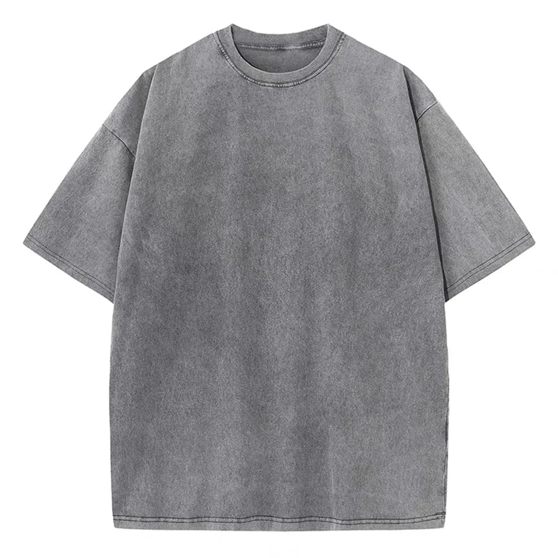 Men's retro style heavyweight t-shirt, relaxed oversized fit, garment dyed for vintage comfort & casual wear.