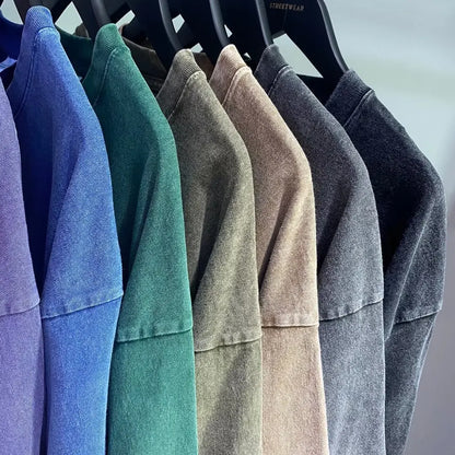 Garment-dyed heavyweight retro tee, offering a unique vintage look & relaxed comfort for men's & women's casual wear.