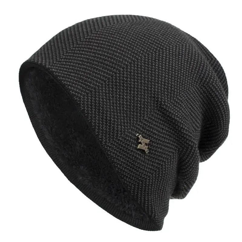 Versatile unisex herringbone knit beanie hat, perfect for adding warmth & style to any winter outfit.
