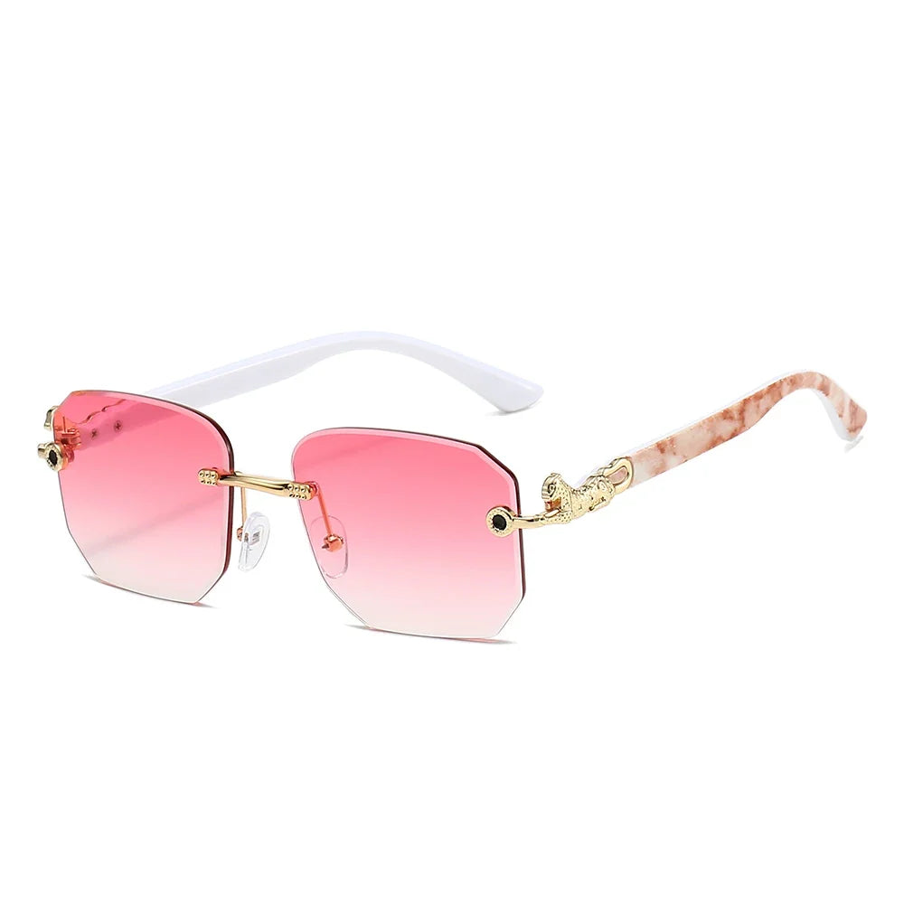 High-quality UV400 hexagonal frameless designer sunglasses for superior vision clarity.