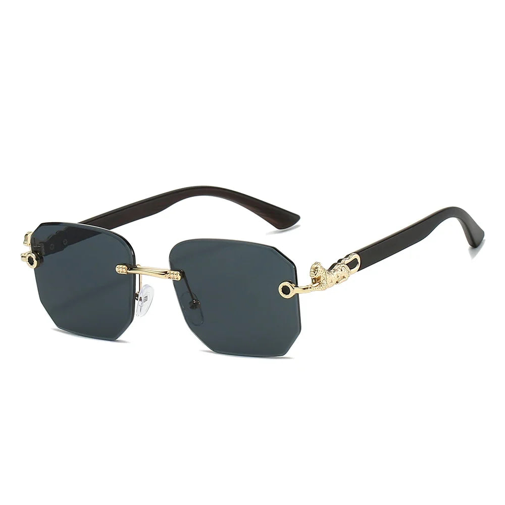 Versatile unisex luxury hexagonal sunglasses with a chic frameless design, perfect for any outfit.