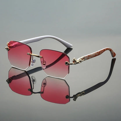 Luxury frameless hexagonal sunglasses, perfect for any gender and style.