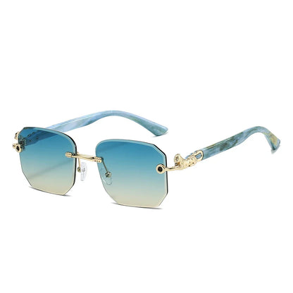 Fashionable hexagonal frameless eyewear, combining style and crucial UV400 protection.