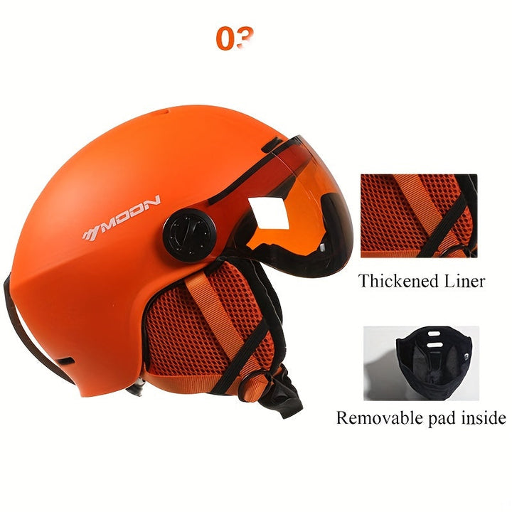 Unisex high-quality ski helmet with removable parts for winter sports protection.