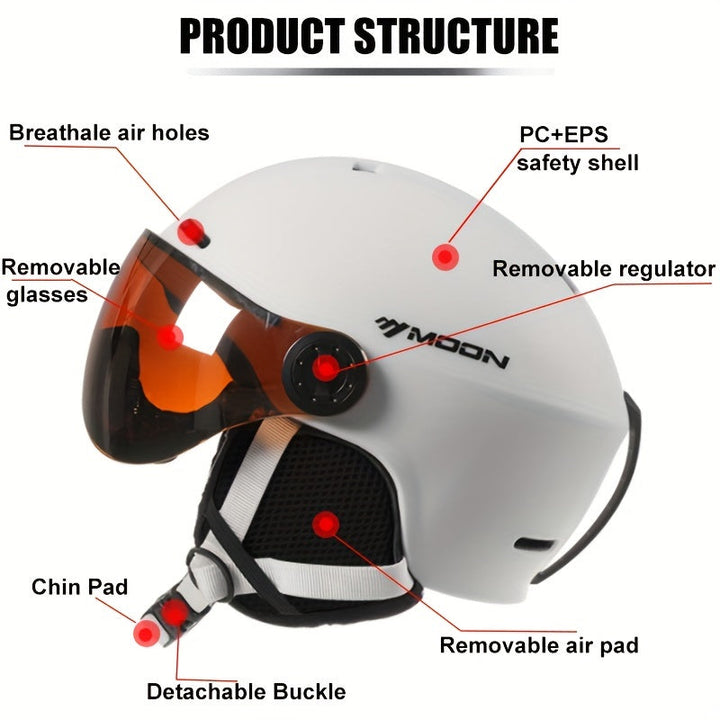 Adjustable fit unisex ski helmet, essential protective gear for winter activities.