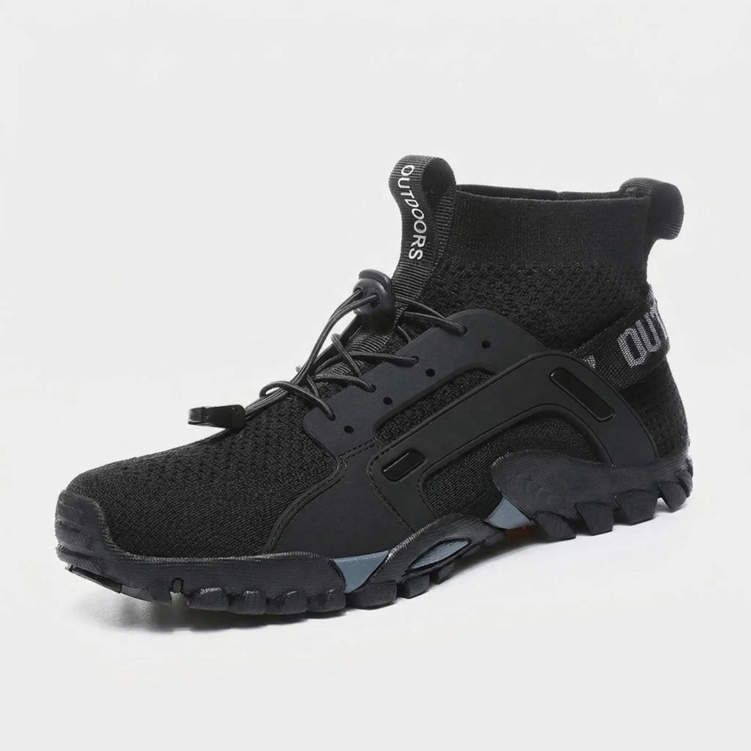 Supportive high-top hiking & trail running shoes for stability on all terrain. Unisex athletic footwear.