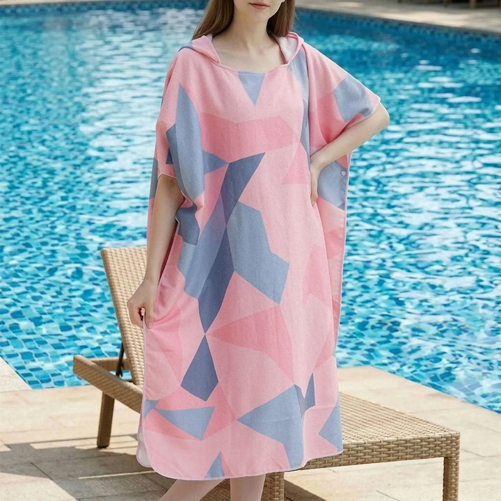 Unisex hooded changing robe poncho with quick-dry fabric, ideal for beach, swim, and water sports.