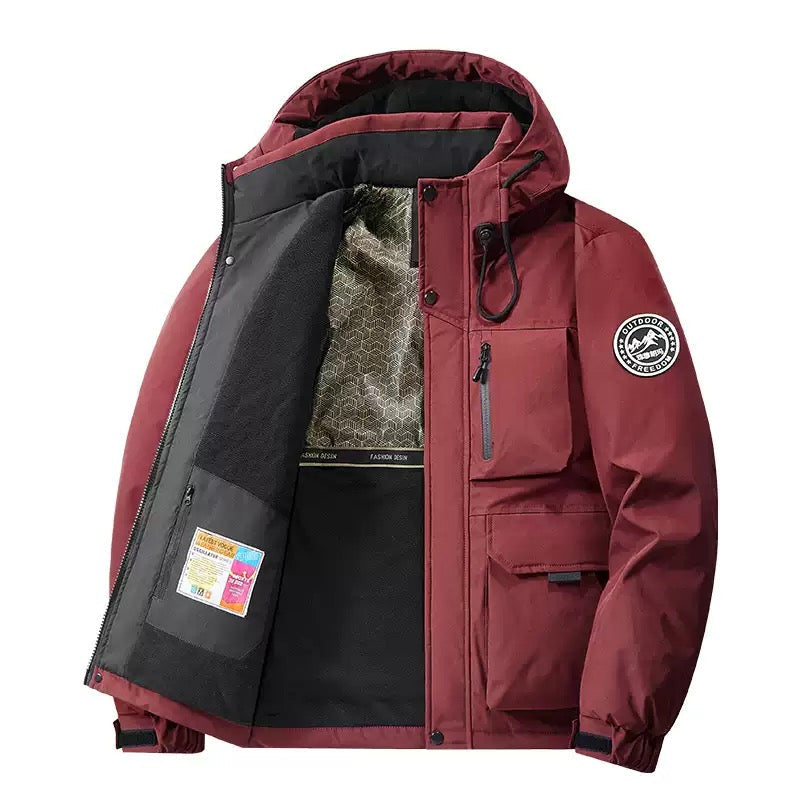 Unisex hooded waterproof coat for all-weather protection. Modern insulated outerwear jacket, perfect for fall & winter.