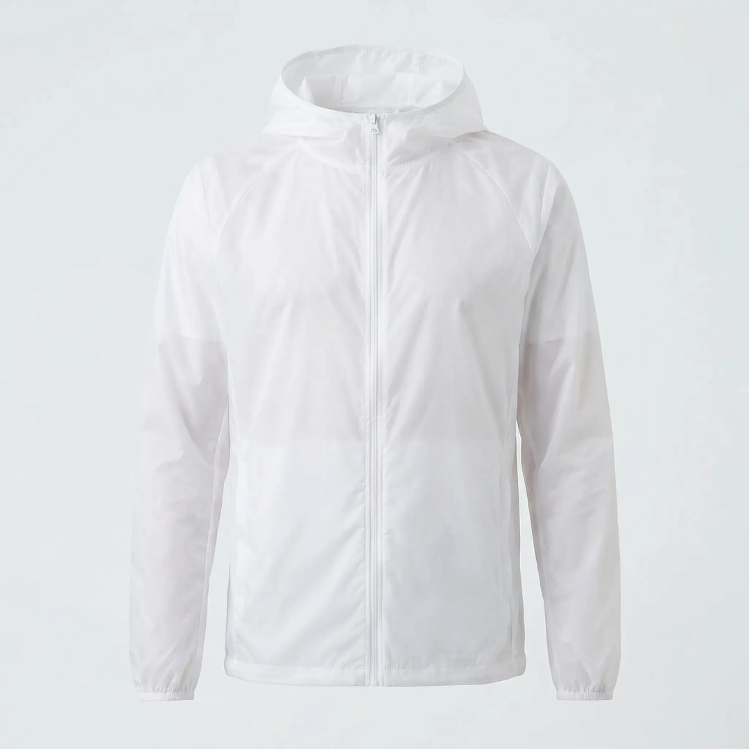 Practical unisex hooded windbreaker jacket for outdoor trails. Lightweight, water-resistant, & perfect hiking gear.