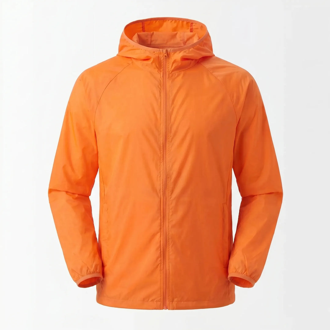 Active lifestyle unisex hooded windbreaker. Lightweight, water-resistant outdoor apparel for hiking & trails.