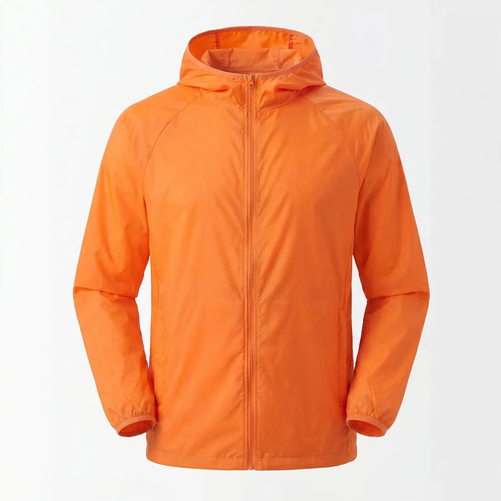 Active lifestyle unisex hooded windbreaker. Lightweight, water-resistant outdoor apparel for hiking & trails.