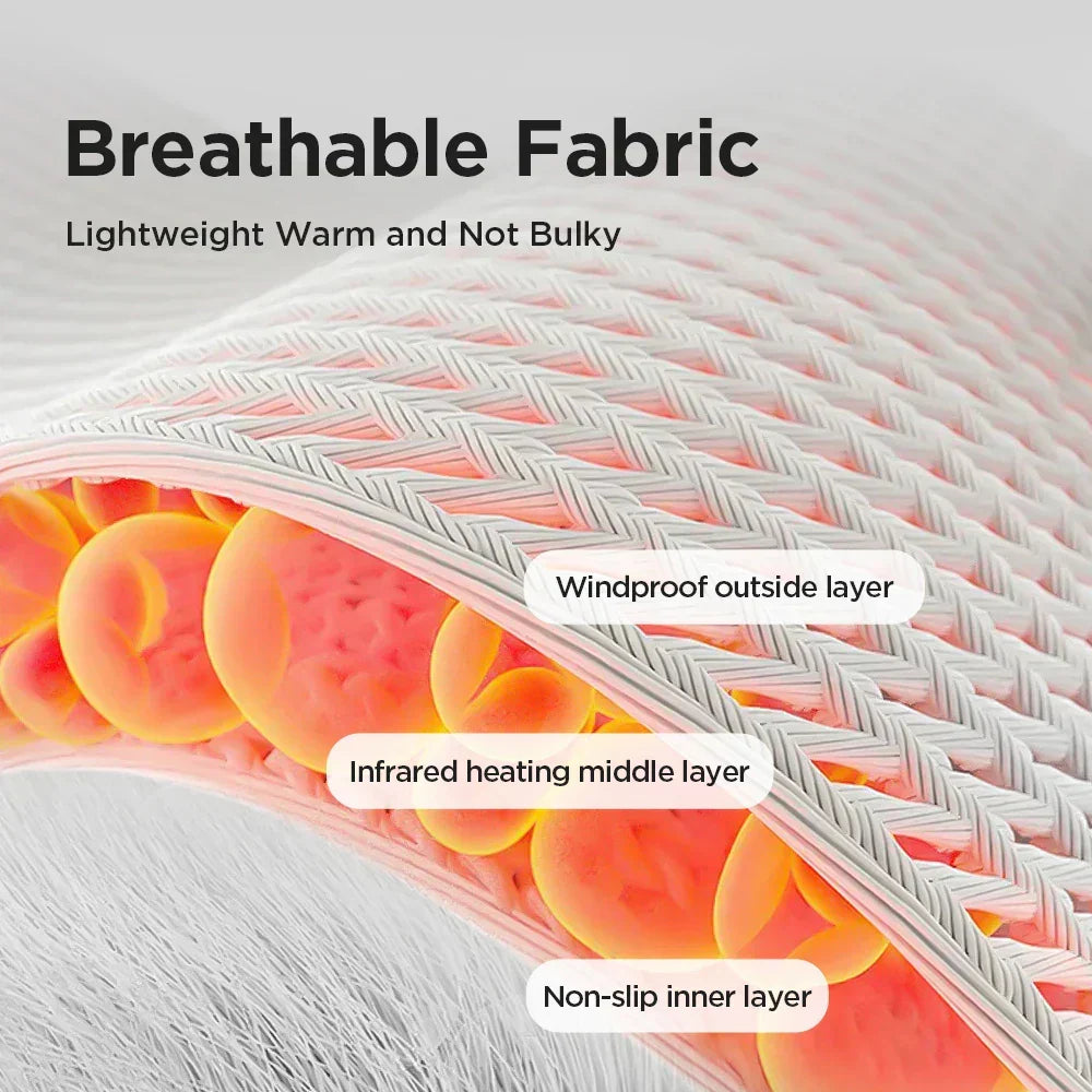 Portable pain relief massager. Infrared hot compress device for on-the-go heat therapy & recovery.