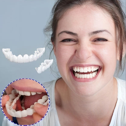 Complete unisex kit for smile rejuvenation, instant clip-on upper & lower veneers teeth covers.