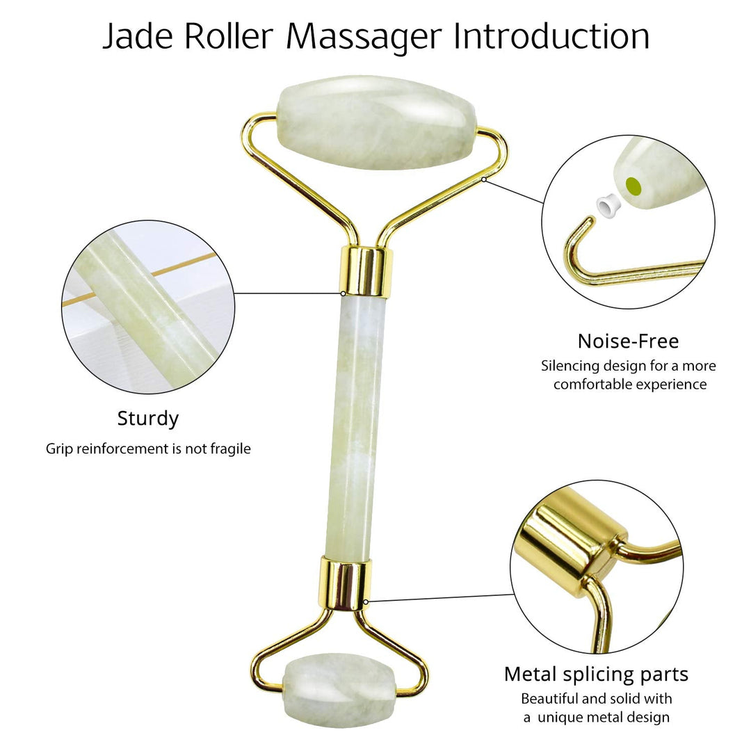 Complete jade roller and Gua Sha set for comprehensive facial anti-aging & glowing skin.
