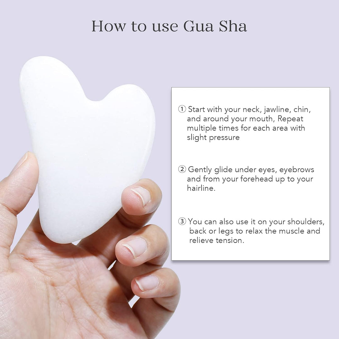 Lymphatic drainage & anti-aging jade roller and Gua Sha set for a youthful, healthy complexion.