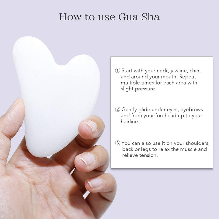 Lymphatic drainage & anti-aging jade roller and Gua Sha set for a youthful, healthy complexion.