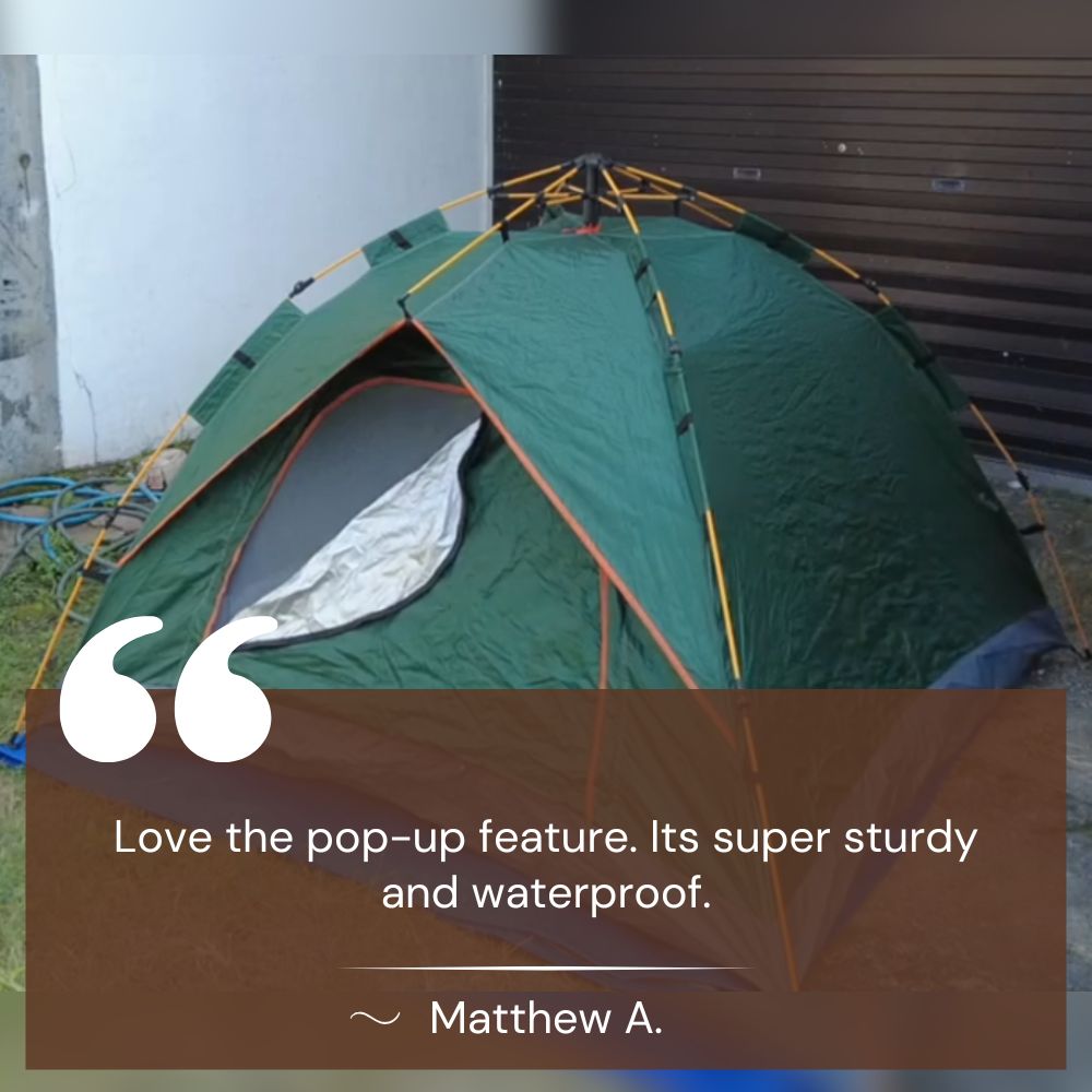 Lightweight outdoor shelter, sand-colored instant pop-up tent, ready for a quick camping trip.