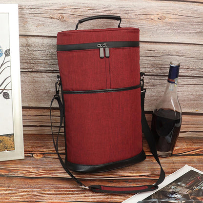 Unisex insulated 2-bottle wine cooler tote bag. Perfect for picnics & travel, a great beverage carrier.