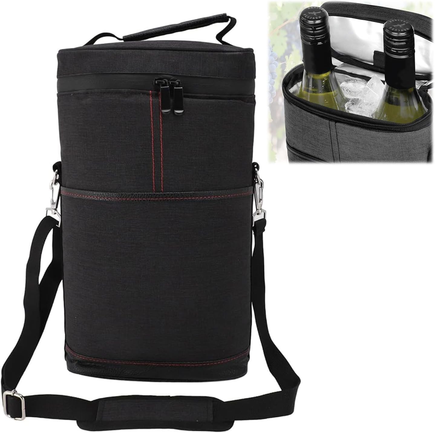 Enjoy chilled wine outdoors with this insulated 2-bottle wine cooler tote. Great for picnics & events.