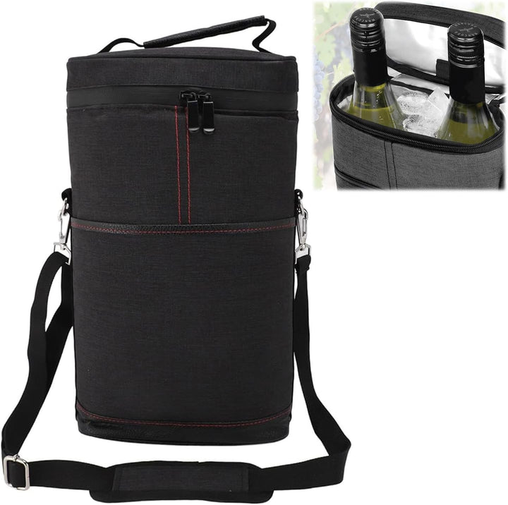 Enjoy chilled wine outdoors with this insulated 2-bottle wine cooler tote. Great for picnics & events.