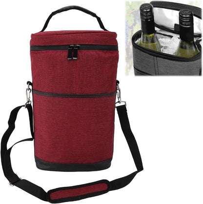 Keep wine chilled! Insulated 2-bottle wine cooler tote bag. Essential travel cooler & picnic accessory.