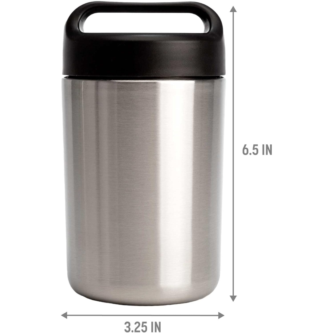 Unisex stainless steel food thermos, insulated for maintaining meal temperature, easy-carry handle.