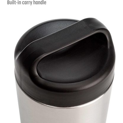 High-quality insulated stainless steel lunchbox, ideal for hot or cold food, featuring a strong handle.
