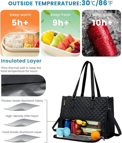 Stylish unisex commuter bag, insulated for meals & padded for laptop, for work & travel.
