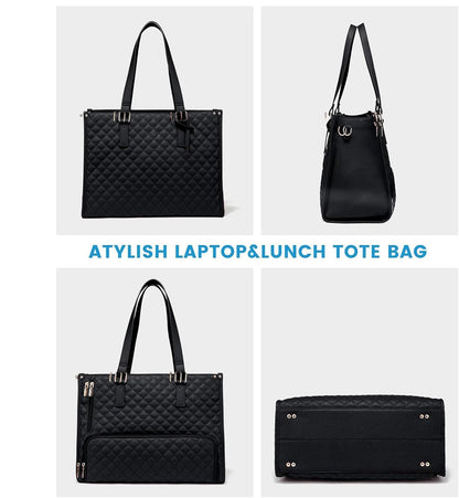 Durable unisex insulated lunch & laptop tote. Meal prep friendly, tech organized, stylish for work/travel.
