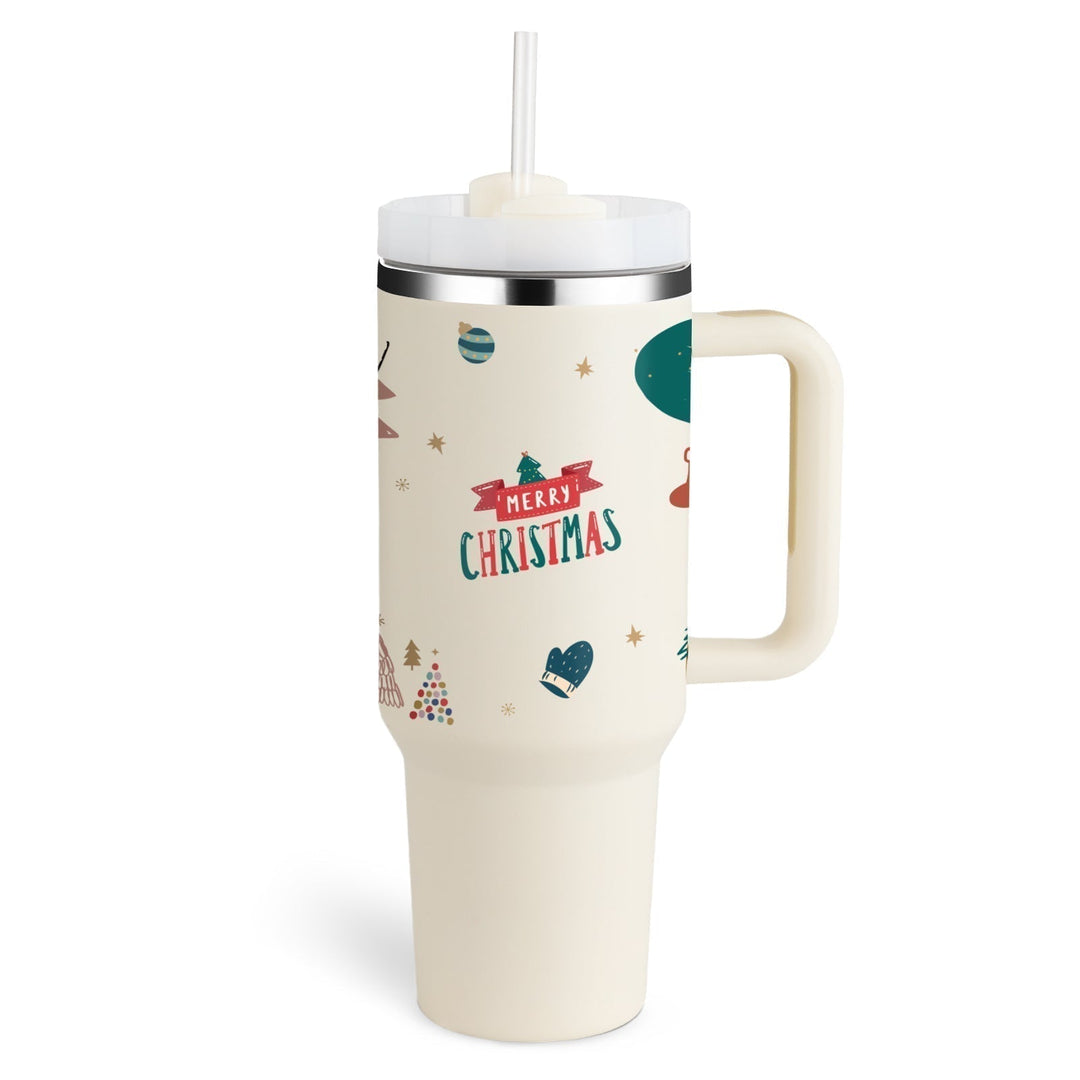 Durable insulated travel mug with handle & straw. Your perfect reusable hydration companion.