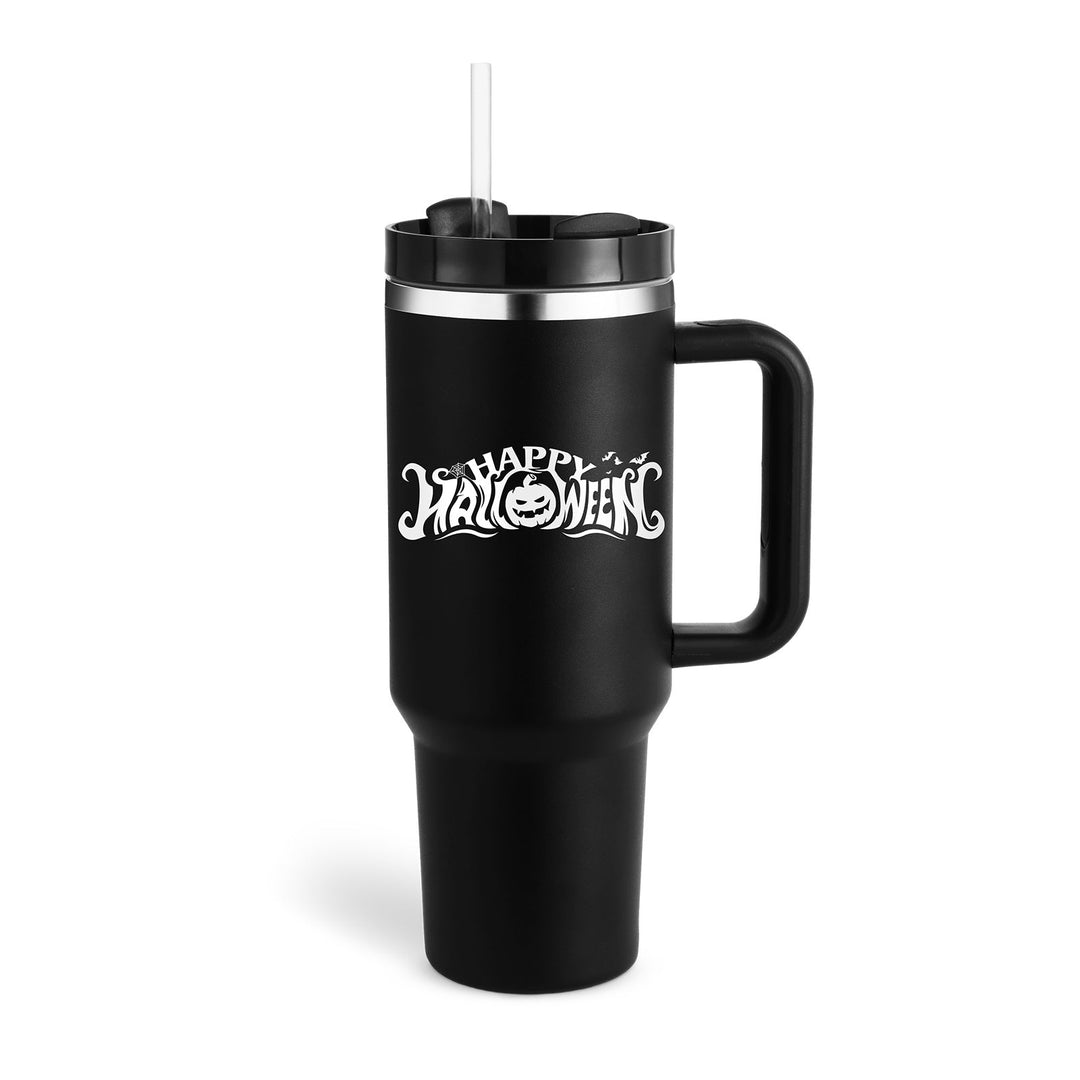 Stay hydrated with this insulated tumbler, featuring a convenient handle & built-in reusable straw.