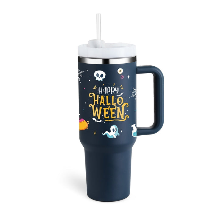 Unisex portable insulated water bottle/tumbler with handle & straw. Great for any adventure.