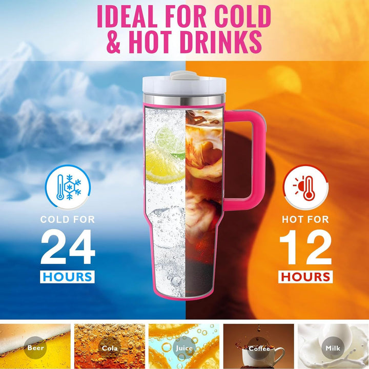 ChillMate insulated travel mug; durable drinkware for coffee & tea. Features a comfy handle & straw.